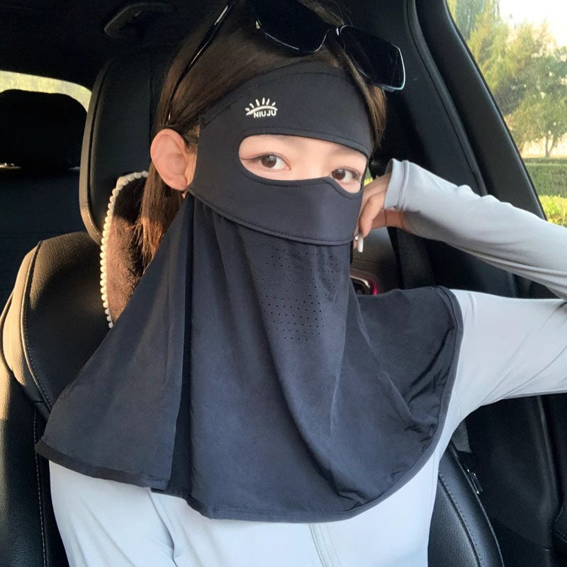 Maska za lice s potpunim pokrivenjem, zaštita od sunca i vrata, prozračna Ice Silk tkanina, poliester, za vožnju automobilom i vožnju biciklom