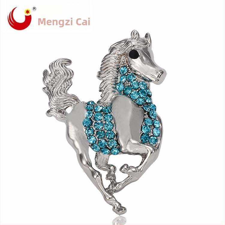 Καρφίτσα Ζώδιο Άλογο από Κράμα, Διαμαντένιες Ενθέσεις – Unisex, Ρετρό Στυλ