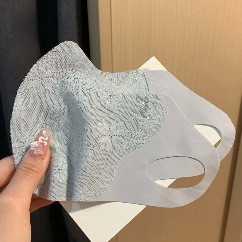 3D krajková UV ochranná maska z nylonu Ice-Silk, ľahká a priedušná