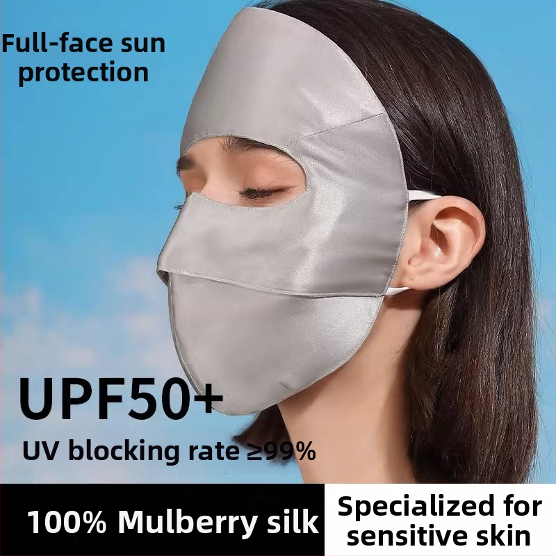 Maska na tvár z hodvábu Mulberry s UV ochranou, ľahká, priedušná, úplné prekrytie tváre, rýchloschnúca