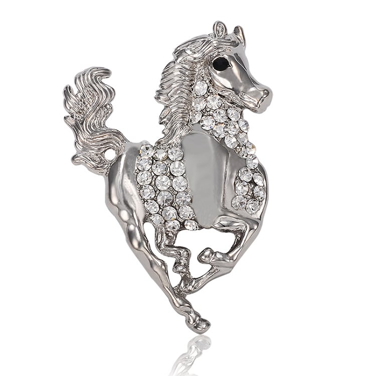 Καρφίτσα Ζωδιακός Άλογος, κράμα, διαμαντό τοποθέτηση, unisex ρετρό στυλ