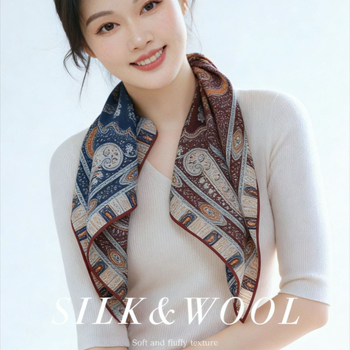 Șal din mătase de dud și lână | protecție ușoară pentru gât | potrivit pentru iarnă, primăvară și toamnă | lansare primăvara 2025