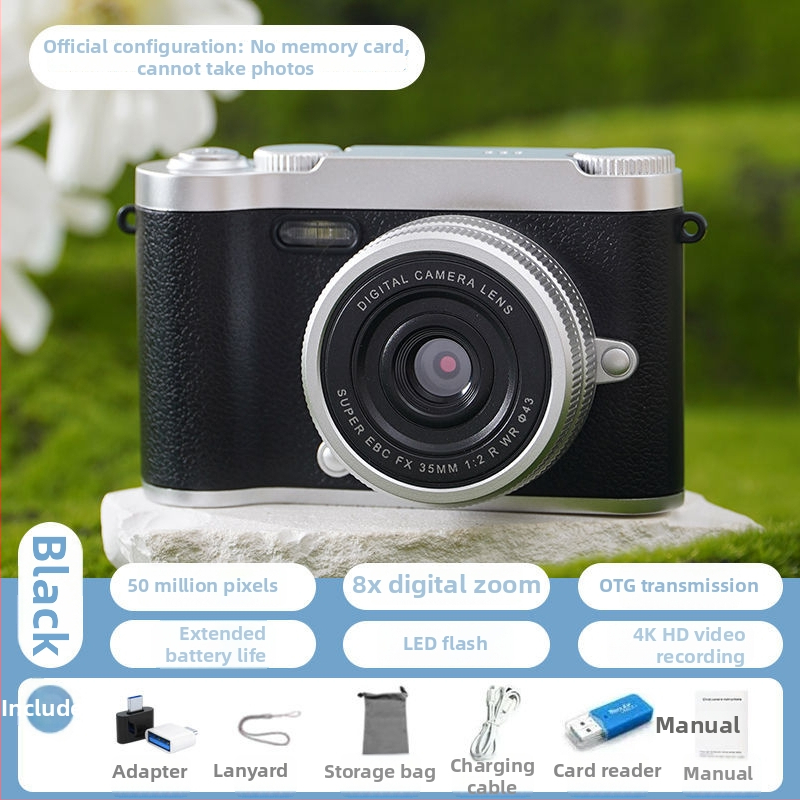 CCD digitálna kamera s prednou a zadnou dvojitou šošovkou, vstupná úroveň, kampus retro dizajn, 40–50MP, 8x optický zoom, 2,4-palcový LCD, TF karta, elektronická stabilizácia obrazu