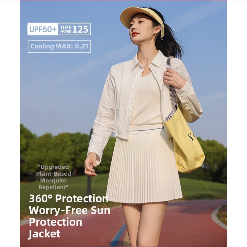 Найлоново лятно яке с UV защита, къс модел, дълги ръкави, тънък, градски стил