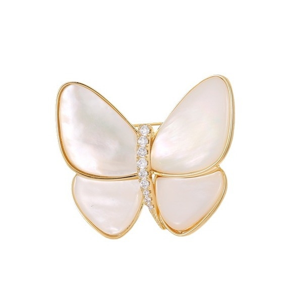 Broš s leptiricom od prirodne školjke i cirkon, elegantan ženski nakit, cvjetni dizajn, ugradnja, Liyu Jewelry