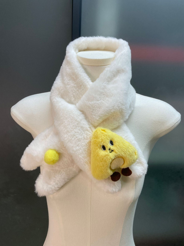 Ženski šal, 3D plišano štene, crtani slatki stil, otporan na vjetar i topao; Materijal: umjetna zajčja dlaka; Pleteni materijal; Sezona: zima