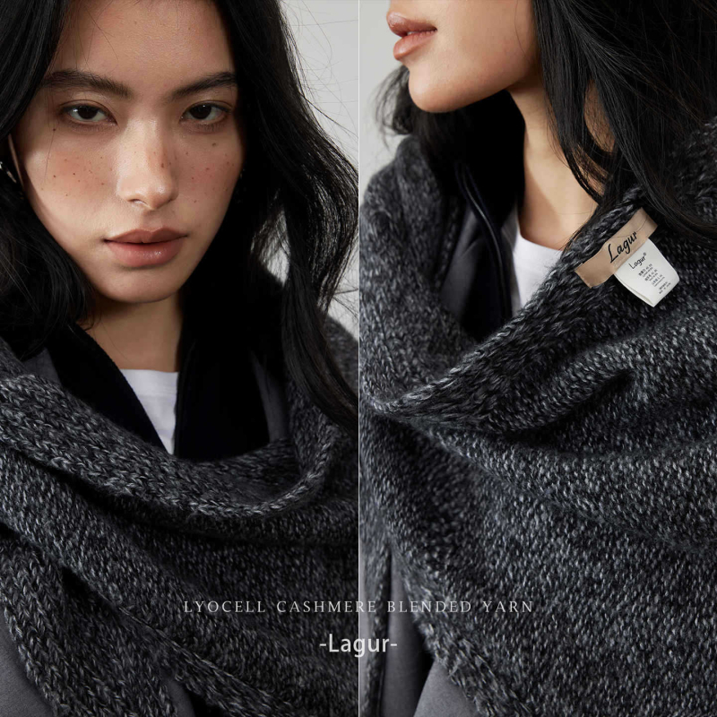 Πλεκτός τρίγωνος φουλάρι, μείγμα κασμίρι-μαλλιών-λυοσελ, διατηρεί τη ζεστασιά το χειμώνα