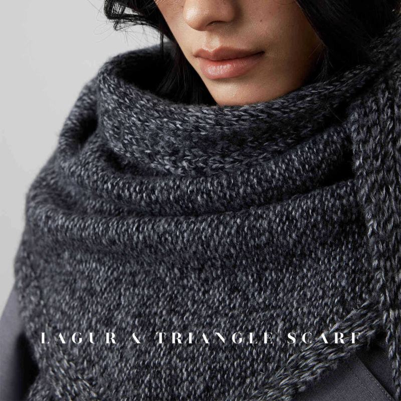 Πλεκτός τρίγωνος φουλάρι, μείγμα κασμίρι-μαλλιών-λυοσελ, διατηρεί τη ζεστασιά το χειμώνα
