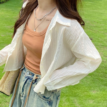 Слънцезащитен лек кардиган със свободен силует, дълги ръкави, полиестер, UPF50+, лято 2024