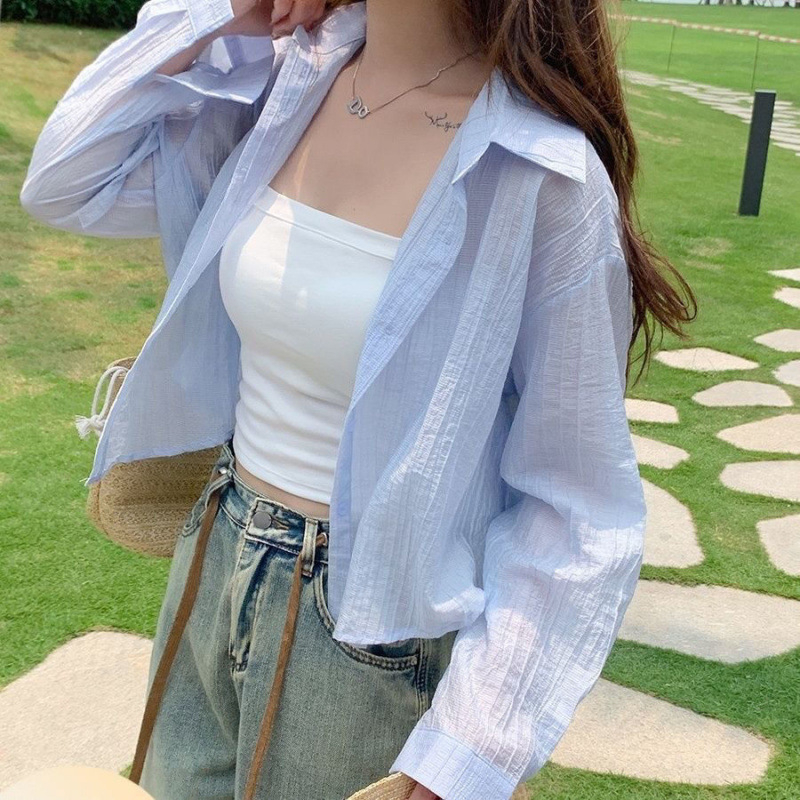 Слънцезащитен лек кардиган със свободен силует, дълги ръкави, полиестер, UPF50+, лято 2024