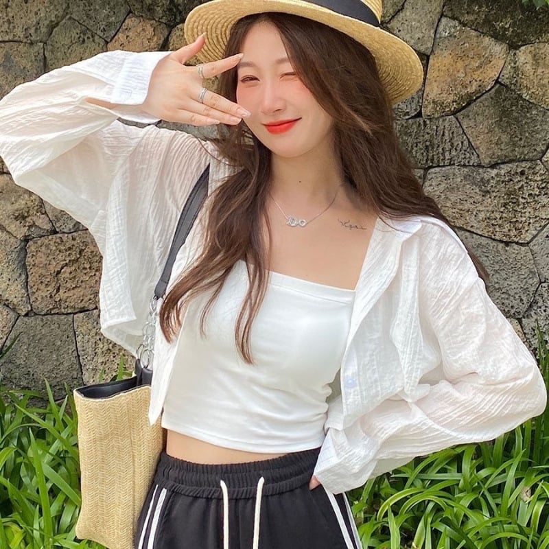 Слънцезащитен лек кардиган със свободен силует, дълги ръкави, полиестер, UPF50+, лято 2024