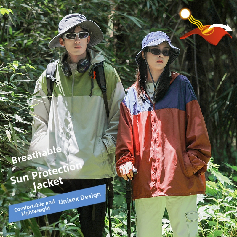 Unisex Skin Windbreaker s odnímateľnou kapucňou - UPF50+ UV ochrana, Polyester, Normálna dĺžka, Jesenné vonkajšie nosenie