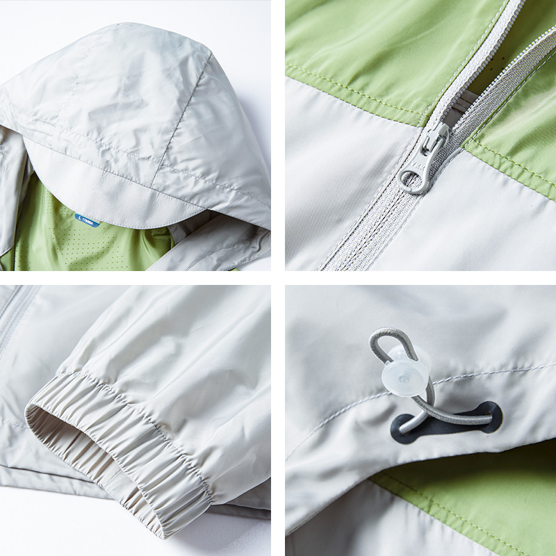 Unisex Skin Windbreaker s odnímateľnou kapucňou - UPF50+ UV ochrana, Polyester, Normálna dĺžka, Jesenné vonkajšie nosenie