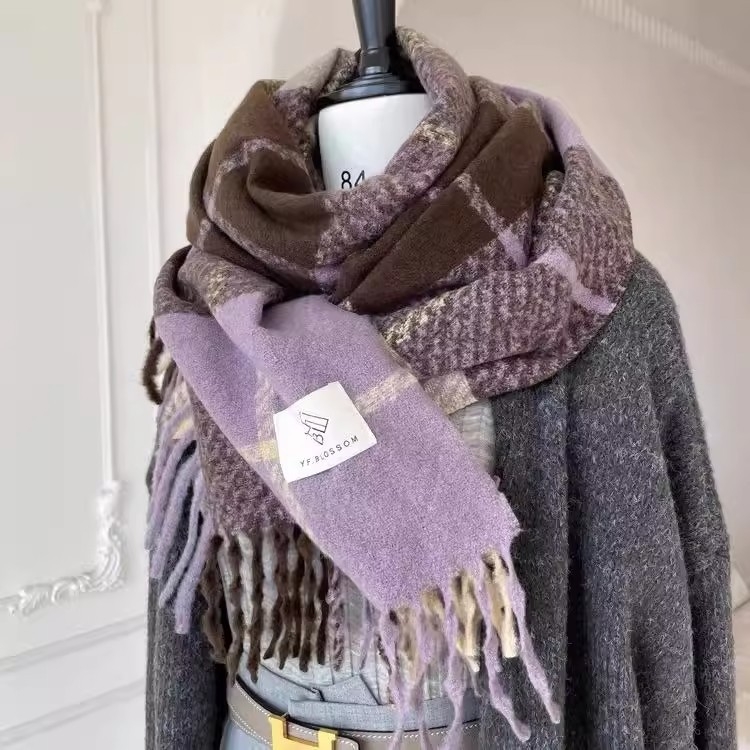 Dugi šal - warp-knit, umjetna pamuk, zadržava toplinu, za zimsku upotrebu, jesensko izdanje 2023