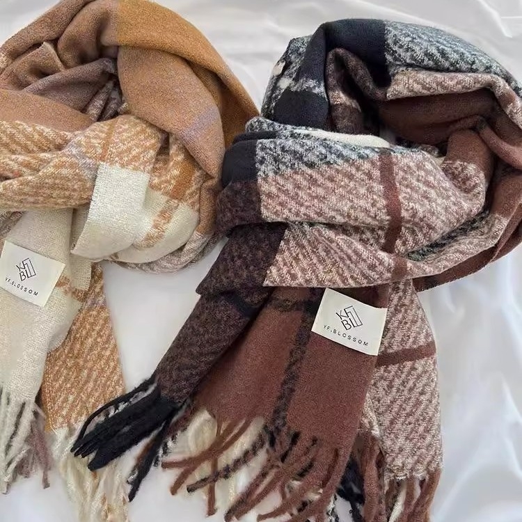 Dugi šal - warp-knit, umjetna pamuk, zadržava toplinu, za zimsku upotrebu, jesensko izdanje 2023