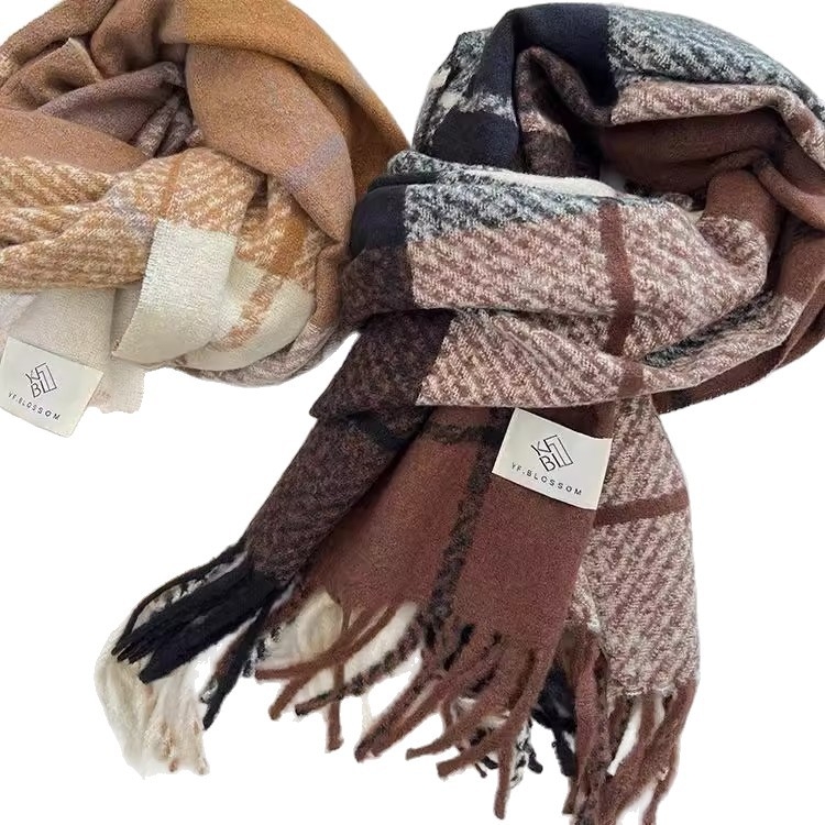 Dugi šal - warp-knit, umjetna pamuk, zadržava toplinu, za zimsku upotrebu, jesensko izdanje 2023