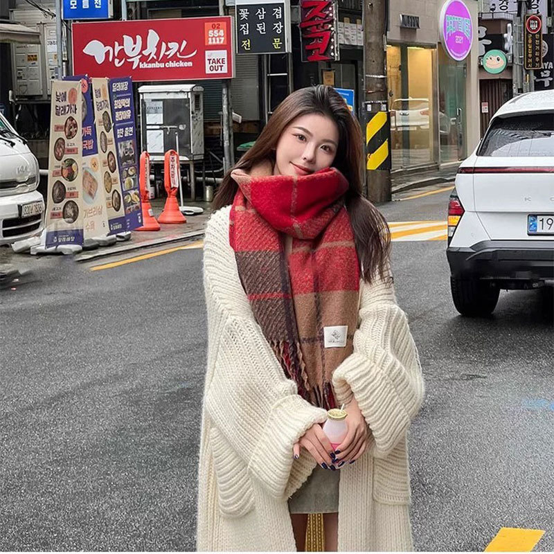 Dugi šal - warp-knit, umjetna pamuk, zadržava toplinu, za zimsku upotrebu, jesensko izdanje 2023