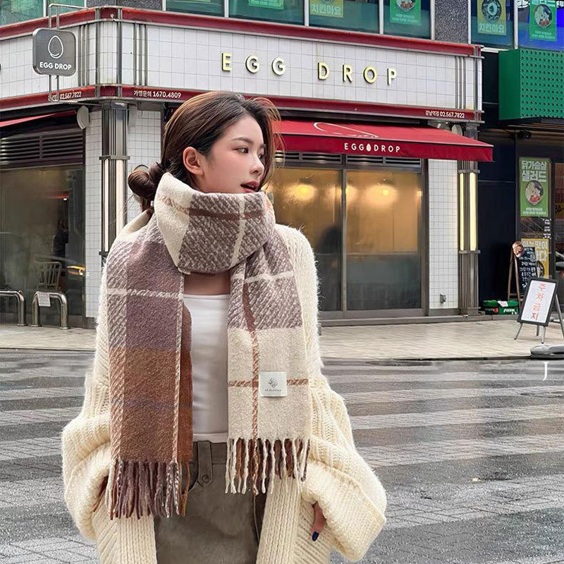 Dugi šal - warp-knit, umjetna pamuk, zadržava toplinu, za zimsku upotrebu, jesensko izdanje 2023