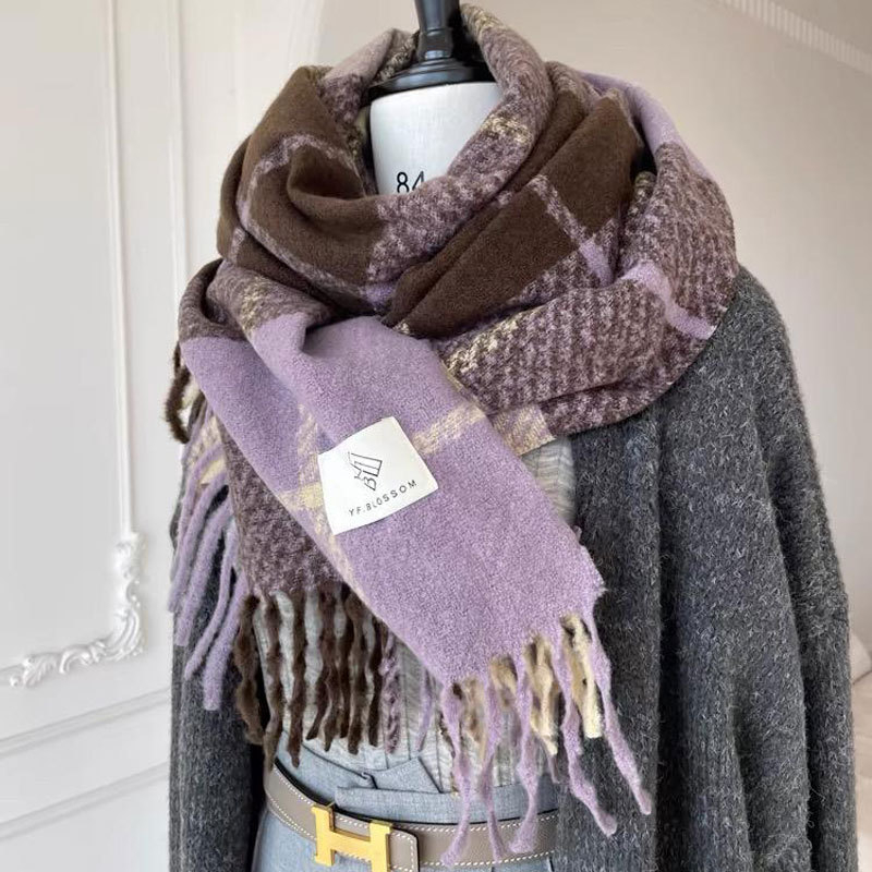 Dugi šal - warp-knit, umjetna pamuk, zadržava toplinu, za zimsku upotrebu, jesensko izdanje 2023