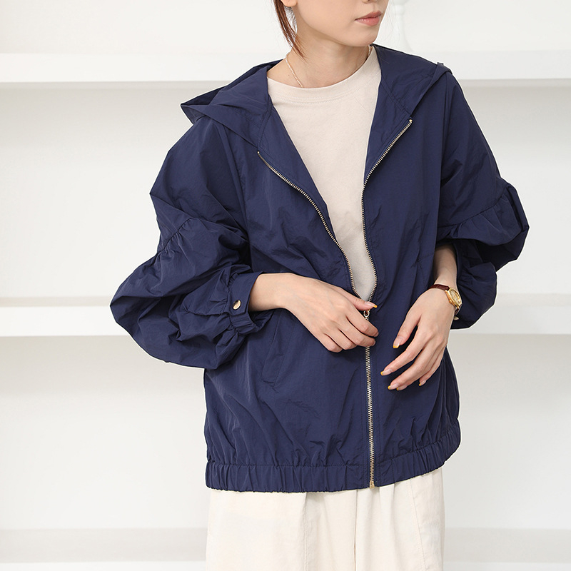 Японски стил качулка с цип – свободен силует, полиестер ≥95%, UPF30+ защита от слънцето