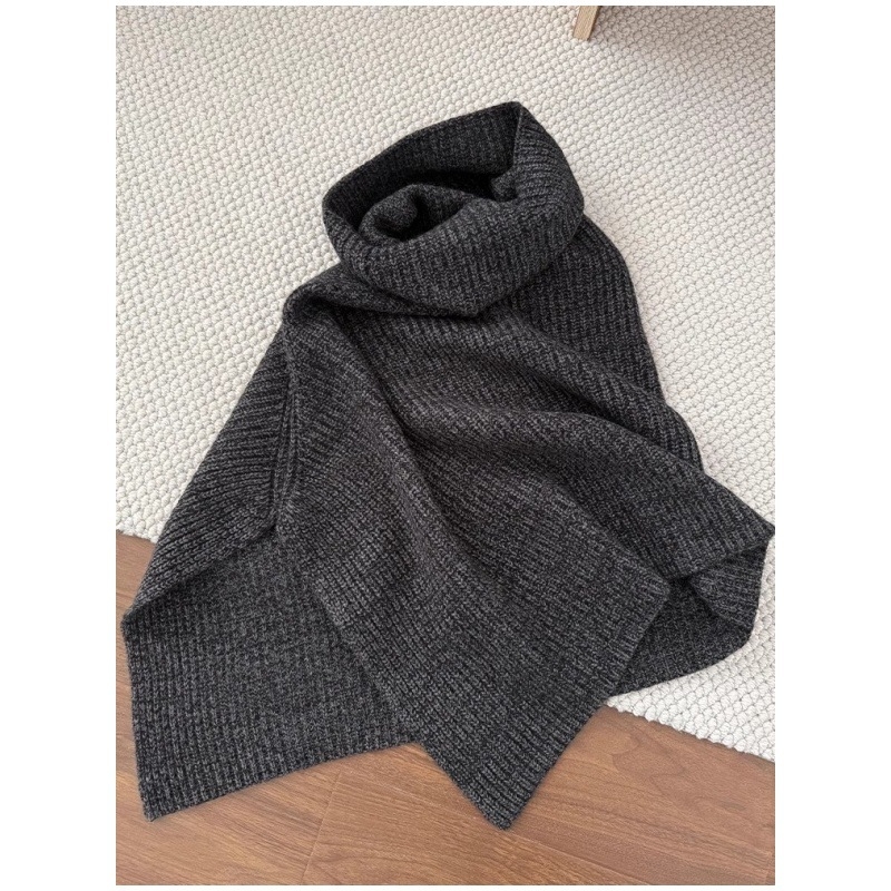 Ženski pleteni šal s visokim ovratnikom, poliester, zima/jesen, monokromatski uzorak, čuva toplinu, casual stil