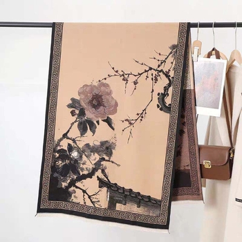 Dugi tiskani šal za žene, poliester, produžena duljina, zadržava toplinu, književno retro stil (polieester; produžena duljina; zadržava toplinu; četiri sezone; književno retro stil)