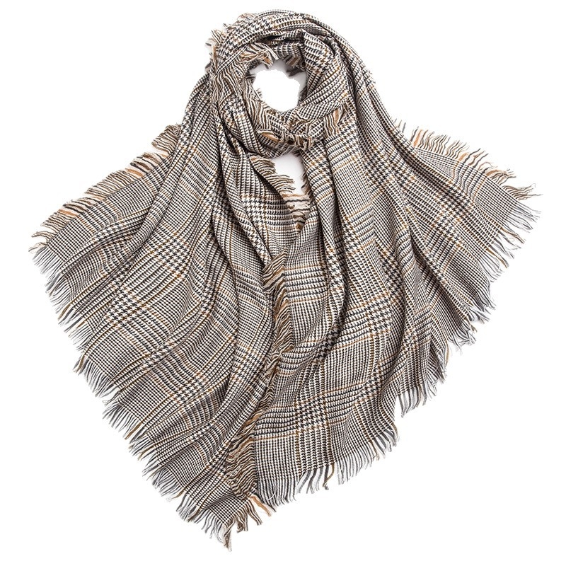 Шал от 100% вълна, хъндоут каре, weft-knit тъкане, топъл за всички сезони