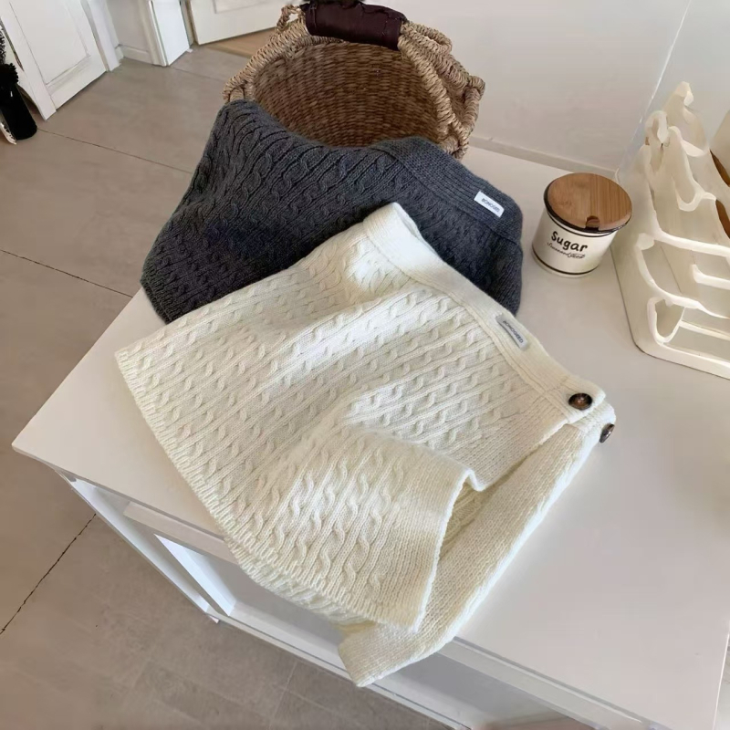 Šal u korejskom stilu s kopčama, pleteni od poliester vlakna, unisex, jesen-zima, monokromatski uzorak, širina 36 cm