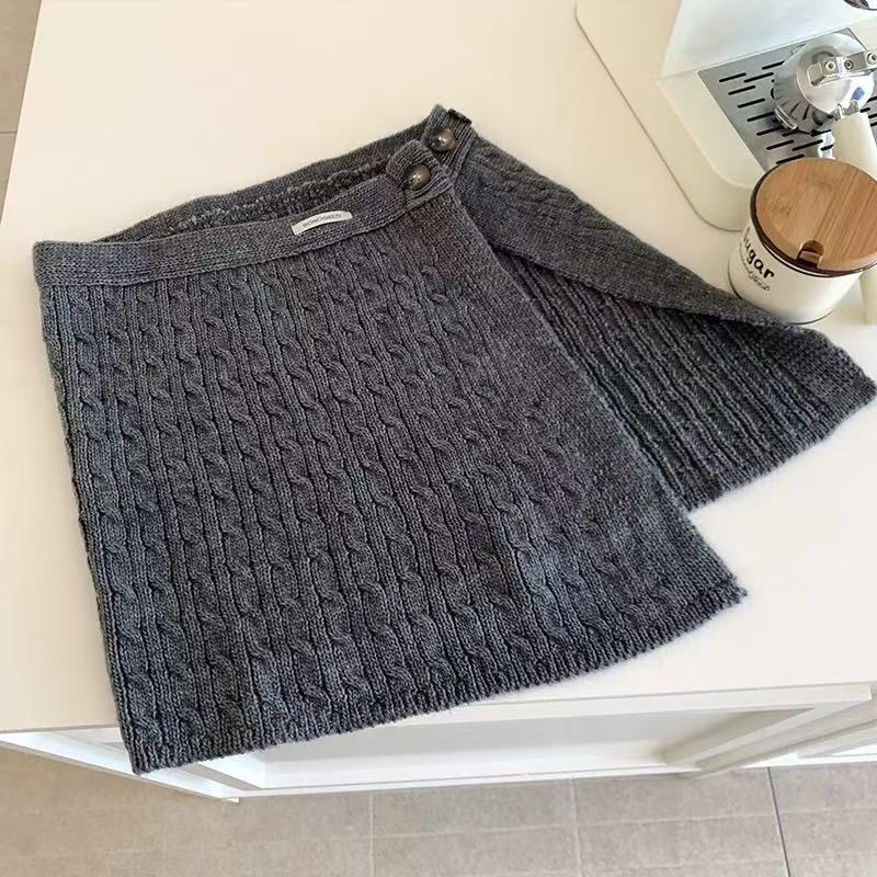 Šal u korejskom stilu s kopčama, pleteni od poliester vlakna, unisex, jesen-zima, monokromatski uzorak, širina 36 cm