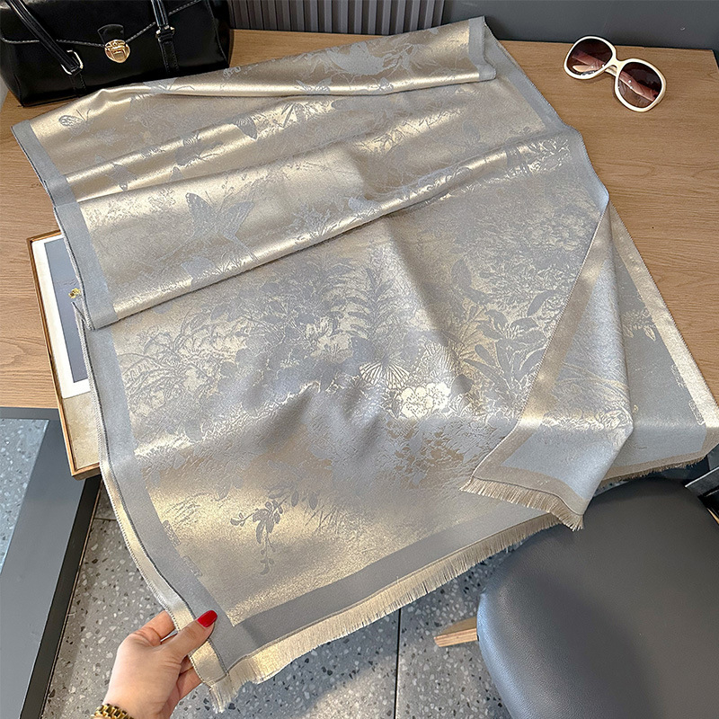 Šal s motivom leptira od imitacije kašmira, dvostrani, pamuk-Tencel smjesa, običan pleteni, zimska toplina za ured i putovanje, završna tie-dye obrada