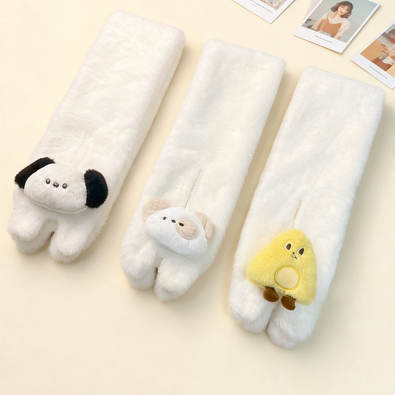 Ženski zimski šal s trodimenzionalnim slatkim štenetom od pliša, crtani stil, vjetar otporan i topao, sintetičko krzno zeca