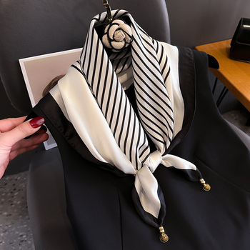 Женски квадратен шал с магнитно копче, полиестер, плоско тъкане, есенно облекло