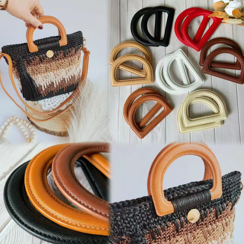 Kreatív DIY bőrtáska kiegészítő készlet D-alakú fogóval, PU anyaggal, kockás minta, kopásálló, 2025 tavasza