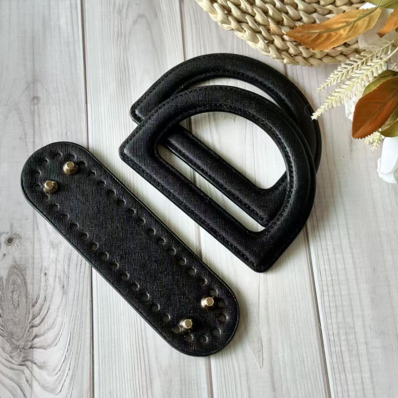 Kreatív DIY bőrtáska kiegészítő készlet D-alakú fogóval, PU anyaggal, kockás minta, kopásálló, 2025 tavasza