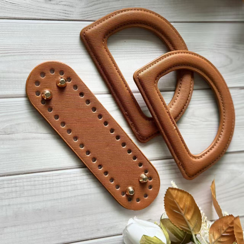 Kreatív DIY bőrtáska kiegészítő készlet D-alakú fogóval, PU anyaggal, kockás minta, kopásálló, 2025 tavasza