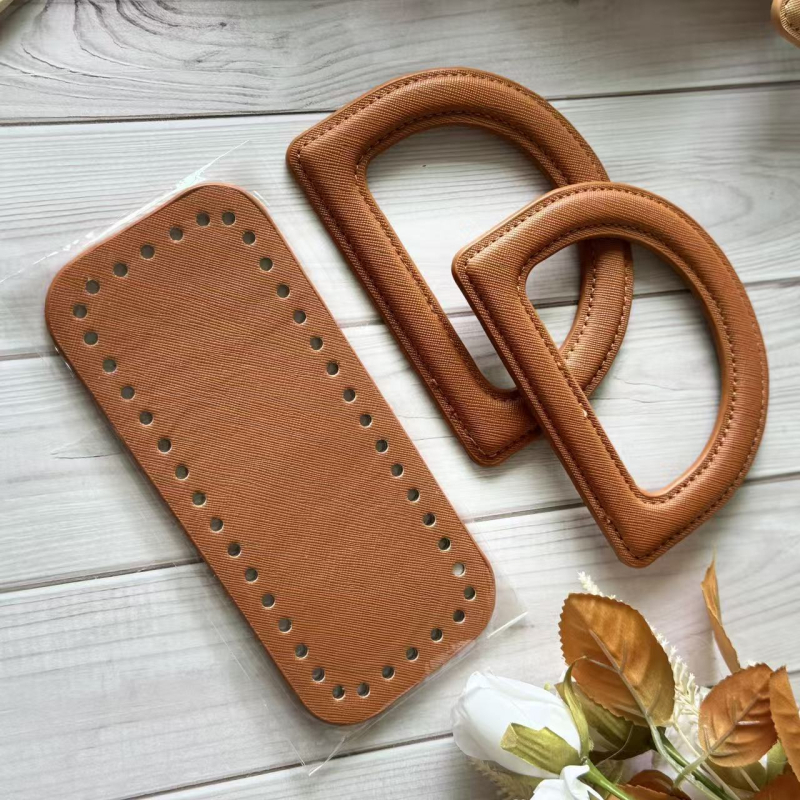 Kreatív DIY bőrtáska kiegészítő készlet D-alakú fogóval, PU anyaggal, kockás minta, kopásálló, 2025 tavasza