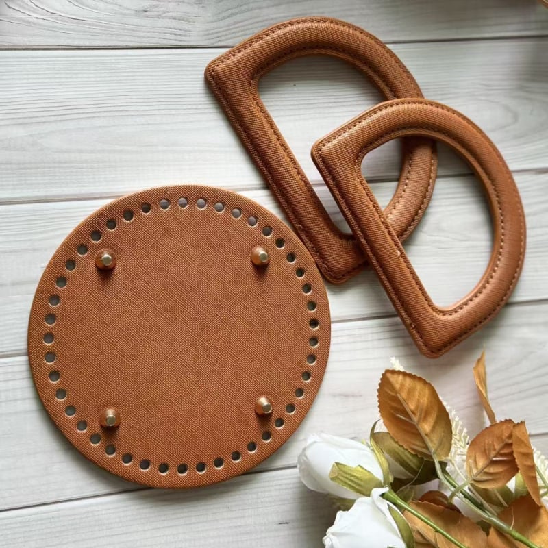 Kreatív DIY bőrtáska kiegészítő készlet D-alakú fogóval, PU anyaggal, kockás minta, kopásálló, 2025 tavasza