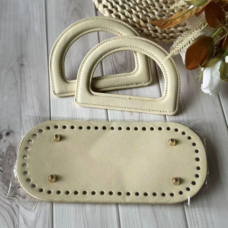 Kreatív DIY bőrtáska kiegészítő készlet D-alakú fogóval, PU anyaggal, kockás minta, kopásálló, 2025 tavasza