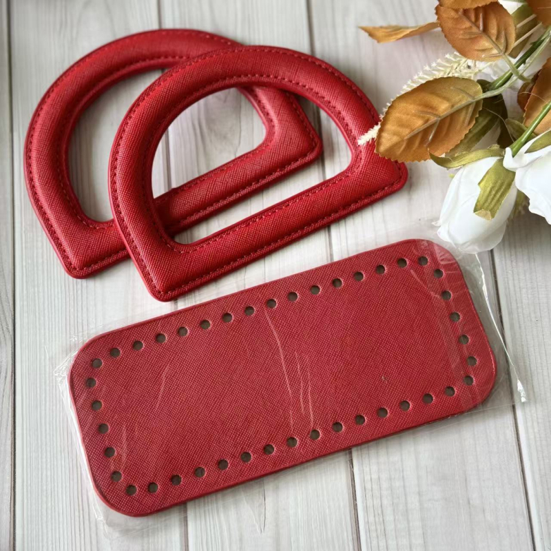 Kreatív DIY bőrtáska kiegészítő készlet D-alakú fogóval, PU anyaggal, kockás minta, kopásálló, 2025 tavasza