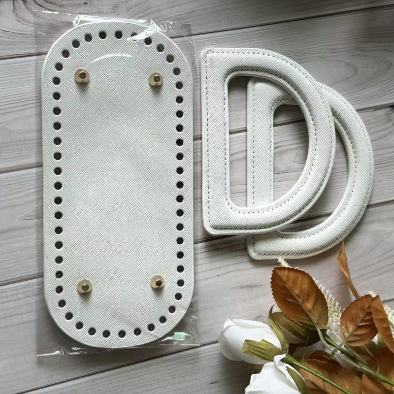 Kreatív DIY bőrtáska kiegészítő készlet D-alakú fogóval, PU anyaggal, kockás minta, kopásálló, 2025 tavasza