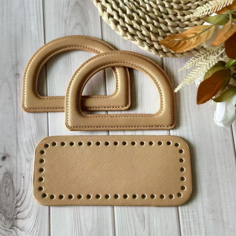 Kreatív DIY bőrtáska kiegészítő készlet D-alakú fogóval, PU anyaggal, kockás minta, kopásálló, 2025 tavasza