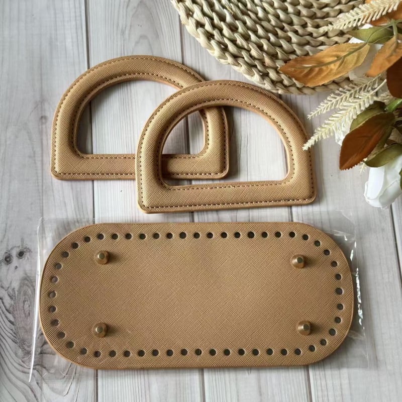 Kreatív DIY bőrtáska kiegészítő készlet D-alakú fogóval, PU anyaggal, kockás minta, kopásálló, 2025 tavasza
