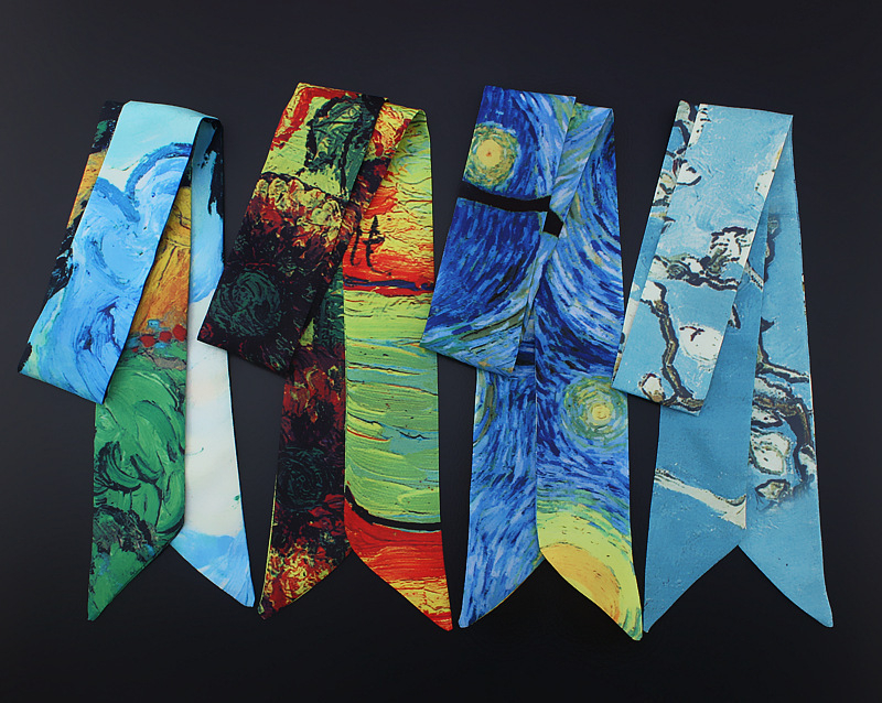 Șal inspirat de Van Gogh pentru genți, poliester Twill, brand MCMATO, stil Fashion Commuter