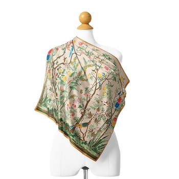 Šal od svile twill, mali kvadratni šal, Mori prirodni stil, 53×53 cm, ljetni modni dodatak