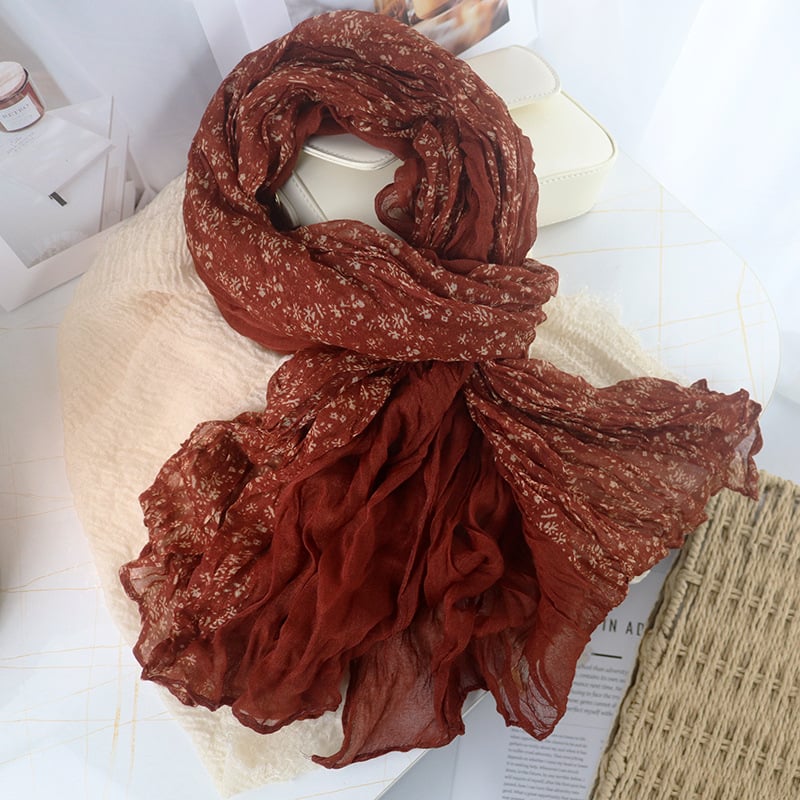 Șal din poliester cu model floral, țesătură simplă, stil proaspăt și dulce