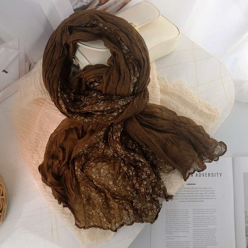 Șal din poliester cu model floral, țesătură simplă, stil proaspăt și dulce