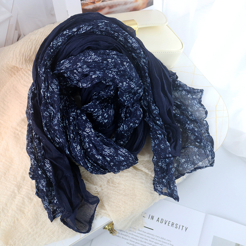 Șal din poliester cu model floral, țesătură simplă, stil proaspăt și dulce