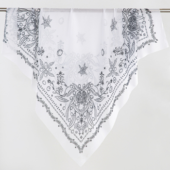 Șal pătrat din fir Bali, cu imprimeu floral, tricotat warp-knit, accesoriu decorativ, Primăvara 2024