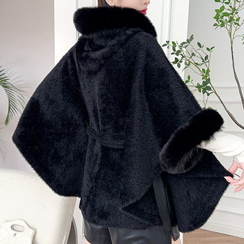 Ženski zimski kaput-šal s dugim rukavima, vlakna od poliestera, jacquard pletenje, održava toplinu, elegantan ženski kardigan stil