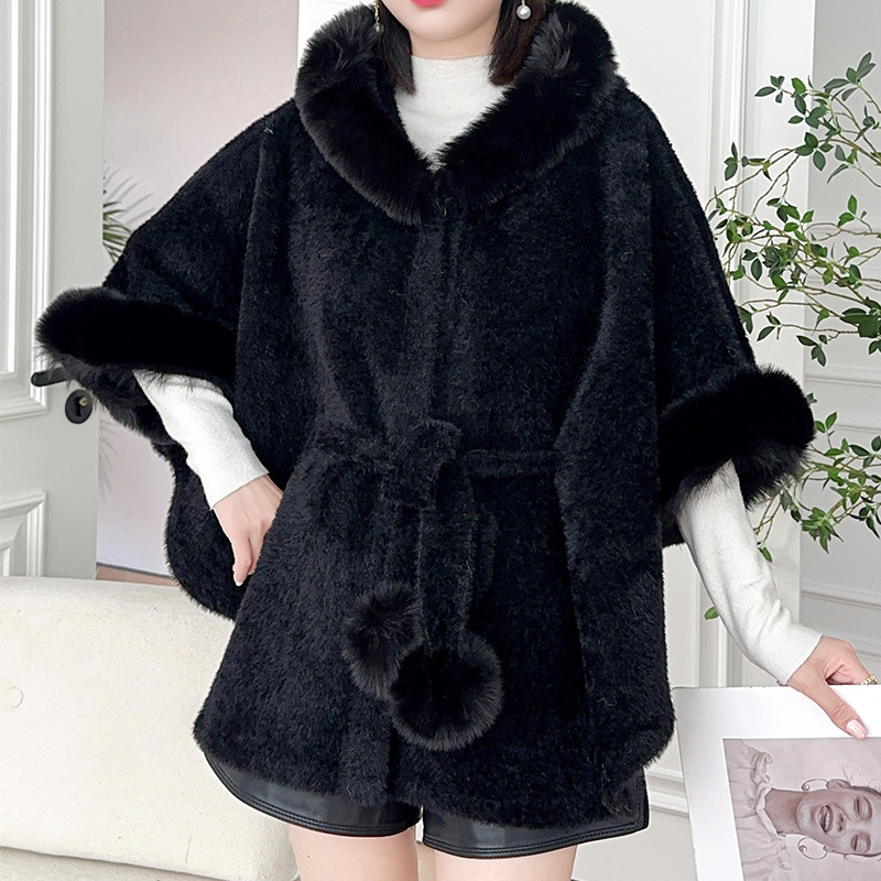 Ženski zimski kaput-šal s dugim rukavima, vlakna od poliestera, jacquard pletenje, održava toplinu, elegantan ženski kardigan stil